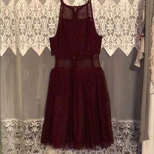 Fishnet Maroon Dress